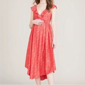 Hatch The Briana Floral Maternity Silk Midi Dress